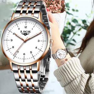 Relógios femininos LIGE Luxo Moda Mulher Pulseira Relógio Mulheres Casual À Prova D 'Água Quartz Senhoras Vestido Relógios Presente amante Relógio relogio feminino 230408