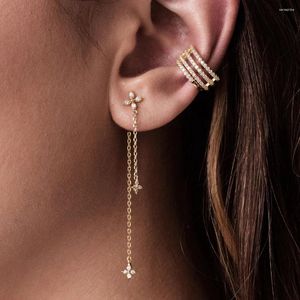 Stud Earrings AIDE Real S925 Sterling Silver Long Chains Tassel Zircon Flower Piercing For Women Wedding Jewelry Gifts Brincos