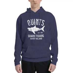 Moletons masculinos com capuz Quint's Shark Fishing - Amity1975 pulôver com capuz roupas estéticas com capuz oversizeL23116