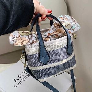 Shoulder Bags Handbags striped straw women's and bag small bucket bag wicker women's cross body bag summer beach mini handbagstylishdesignerbags