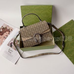 Monogram Small Top Handle Bag Dam Designers Lyx Läder Handväskor Beige Axelväska Antik Tiger Head Stängning Cross-body Flik Fodral Plånbok Lady Svart Röd