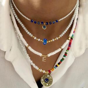 Collana girocollo minimalista con lettera iniziale A-Z per donna, alfabeto, stile nazionale bohémien, occhi azzurri, catene, gioielli, regalo di compleanno