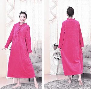 Kadınların Pijama Maruziyeti Nightdress Nightwear Kış Sıcak Ev Elbise Kadın Kadife Nightgown Mor Pembe Prenses İç çamaşırı