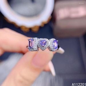 Anelli a grappolo Gioielleria raffinata Inserto in argento sterling 925 con pietre preziose naturali Moda di lusso Fresco Ladies Tanzanite OL Style Row Ring Ring Support