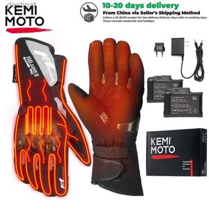 Five Fingers Gloves KEMIMOTO Heated Gloves Motorcycle Winter Moto Heated Gloves Warm Waterproof Rechargeable Heating Thermal Gloves For SnowmobileL231108