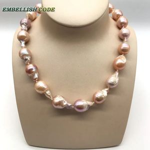 Pendant Necklaces baroque pearl Irregular statement necklace tissue nucleated Mellow flameball peach purple mixed natural pearls jewelry 231108