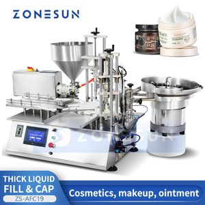 ZONESUN ZS-AFC19 충전 캡핑 기계 자동 로터 펌프 화장품 크림 연고 아이 크림 페이스트 충전 장비