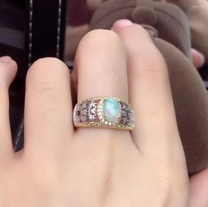 Cluster Rings Gift Real And Natural Opal Ring 925 Sterling Silver Fine Jewelry