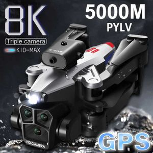 Drones PYLV New K10 Max Drone Professional Aerial Photography Aircraft 8K Three-Camera Obstacle Avoidance Foldable Quadcopter Toy Gift Q231108