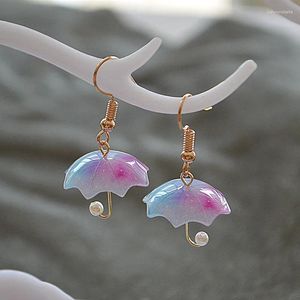dangle earringsカラフルなミニハンドメイド傘のパールイヤリン