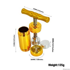 HORNET Rökning Metall Aluminium Pollen Presser Kompressor T-form T Handtag Press Torr Ört Tobak Kryddkvarn Kross Golden Cream Whipper Guld Tillbehör