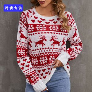 Noel Sweaterjacquard Sweater Kış Yuvarlak Boyun Külot Gevşek Takas Kadın Kazak