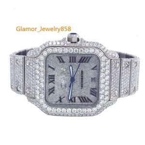 100% Excellent Quality Water Resistant Ice Crushed Antique Design Natural Moisannite Real Diamond Men's Watches