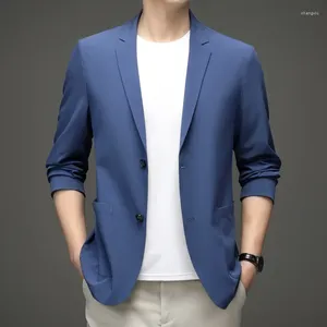 Männer Anzüge Mann Sommer Blau Anzug Jacke Plus Größe 3xl 4xl Casual Dünne Atmungsaktive Blazer Jungen Oversize Button Up mantel Büro Tragen