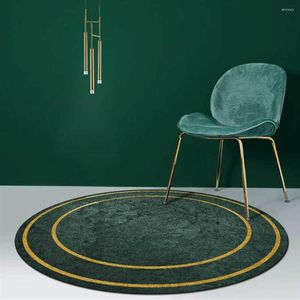 Carpets Light Luxury Rugs For Bedroom Dark Green Round Living Room Decoration Carpet Cloakroom Lounge Rug Home Decor Chair Mat