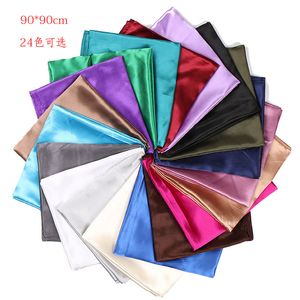 Bandanas Durag 90 cm Solid Colors NeckerChief Hijab Scarf For Women Silk Satin Headband Hår Scarves Female Square Shawls Head Scarfs Ladies 230407