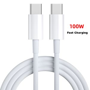 1M 3ft QC 3.0 100W Fast Charge Type C-C Quick Data Cable 144 Core TPE Wire White 2 in 1 Charging & Data Transfer