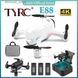 Drönare Tyrc XK E88 Mini -Drone 4K Professinal med 1080p vidvinkel HD -kamera Fällbar RC -helikopter WiFi FPV Höjd Håll presentleksak Q231108