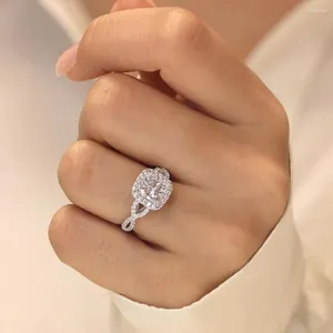 Cluster Rings Blueans Luxury Bague Minimaliste Argent Women Princess Cut Cubic Zirconia Wedding Engagement Ring Smyckesgåva 2023