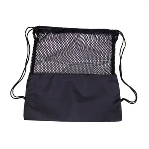 Outdoor Bags Basketball Mesh Bag Sports Gym Black Oxford Cloth Drawstring Backpack Ball Storage For Dance Yoga Rugby Marathons