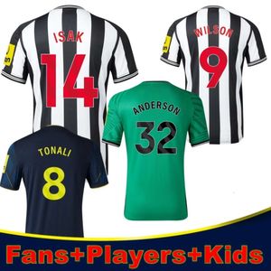 Camisas de futebol masculinas 23/24 ISAK WILSON SAINT MAXIMIN BRUNO G. Camisa de futebol Utd Home Away Terceiro conjunto Fan Player Versão infantil Kit TONALI