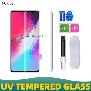 3D UV -vätska fullt limtempererat glas för LG V30 V40 V50 G7 G8 G9 Skärmskydd