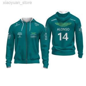 Herrtröjor tröjor 2023 Ny heta försäljning F1 Formel 1 racing Aston Martin Aslon 14 herr- och kvinnors 3D -tryckning Sports racing dragkedja hoodie M230408