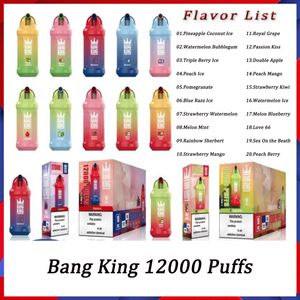 Originale Bang King 12000 Puff Bar monouso Vape Pen E sigarette 23 ml Cartuccia baccelli preriempiti 650 mAh Batteria ricaricabile Puff 12K