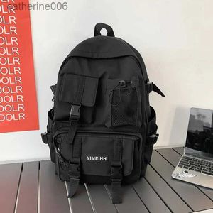 Backpacks Multiple Pocket Backpack Men Canvas Insert Buckle Designer Bag Teenager Laptop Backpacks Student College School Bags For WomenL231108