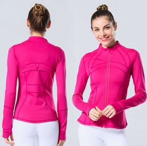 LU-088 2022 YOGA JACKA Kvinnor Definiera träningspass Fitness Sport Snabbt Dry Activewear Top Solid Zip Up Sweatshirt Sportwear Blazer FD