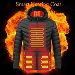 Men's Down Parkas USB Electric Heating Hooded Vest Smart Charging Heated Vest Jackets Winter Thermostatic Thermal Warmer Jacket Outdoor Four Zone 231108