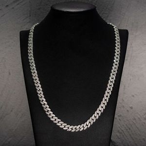 VVS lodowe Diamond Miami Men Naszyjnik 9 mm Sterling Sier Sier Cuban Link Chain Moissanite