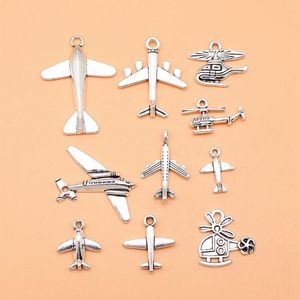 Takılar 10 adet Charms/Set Uçak Helikopteri Mücevher Yapma Kolyesi DIY El Sanatları Aksesuarları L10189