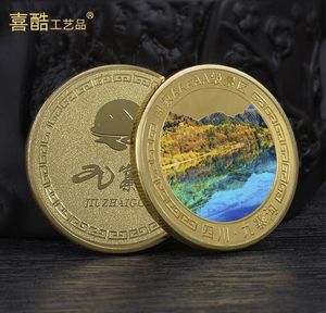 Artes e artesanato Cultural e lembranças culturais turísticas de Jiuzhaigou Valley Scenic and Historic Interest Area Memorial Gold Coin Spot cenário