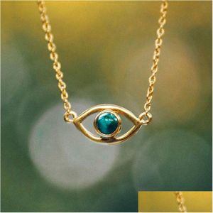 Ожерелья с подвесками, женские ювелирные изделия сглаза, бирюзовый камень, модное классическое ожерелье, подарок для девушки, 2021, Прямая доставка ювелирных изделий Dhgarden Dhcyd