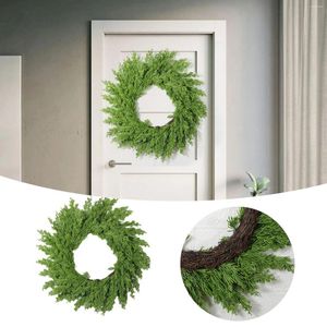 Decorative Flowers Christmas Wreath Real Artificial Green Garland Faux Greenery Realistic Holiday Door Light With Picture