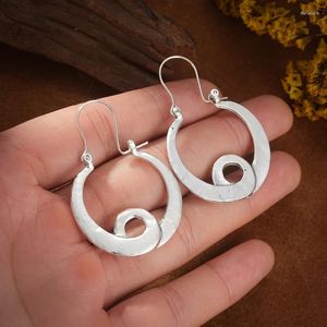 Dangle Earrings Vintage Gypsy Curl Metal Hoop For Women Tribal Jewelry Silver Color Hollow Spiral Winding Hanging Earring