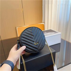 designer shoulder bag round Bag women Thread V pattern bags genuine leather Luxury chain crossbody handbags fashion casual womens handbag