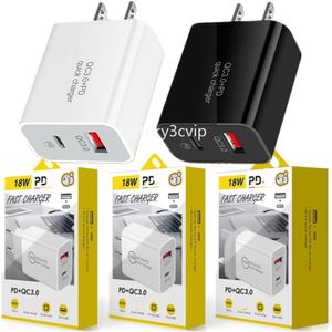 Snabbtyp C-laddare 12W PD USB-C Väggladdare EU US UK-adapter för iPhone 11 12 13 14 Samsung S20 S10 Huawei F1 med låda