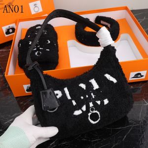 10AA Quality Designe Luxury Women's Handbag Customizable Leather Fluffy bag Crossbody 4 Colors PINK Black Cattle Clip Collection Chatgpt sheepskin bag shoes 3PCS