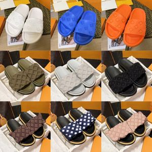 2023 Designers Pool Pillow Women Sandals Slipper Side Sunset Flat Comfort Mules Padded Front Strap Slippers Fashionable Easy-to-wear Style Slides 35-45