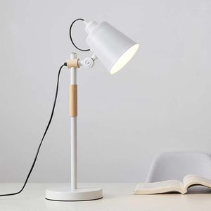 Bordslampor Creative Nordic Lamp trä LED Justerbara enkla skrivbordsljus för studiekontor/ ögonskydd Läsbedrum Heminredning