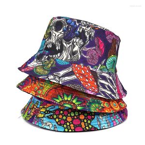 Berets 2023 Hip Hop Buckte Hats Men Women Fashion Print Cotton Panama Summer Beach Sunscreen Fisherman Caps Outdoor Travel Sun Hat шляпа