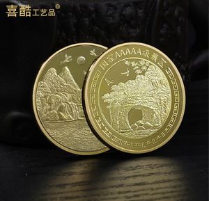 Konst och hantverk Guilin Elephant Trunk Mountain Commemorative Medallion Gold Silver Coin Tourist Souvenir Landscape Commemorative Coin
