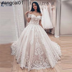 パーティードレスプリンセスボールガウンウェディングドレス2021 Vestido de noiva Off Offer Offer Offer Mariee Lace Appliques Wedding Bridal Gown 0408H23