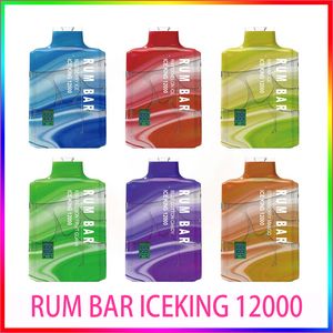 Rum Bar 12000 Puffs Do jednorazowe wyposażone papierosy 13 ml strąki Cewka siatki 550 mAh ładowna akumulator Wyświetlacz Vape Pen 10 Crazvapes