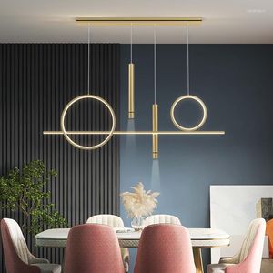 Pendant Lamps Modern Restaurant Led Lights Dimmable For Dining Living Room Center Table Kitchen Gold Chandelier Home Decor Fixture