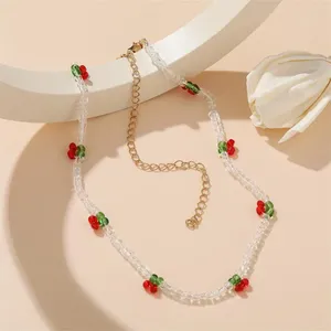 Колье в богемном стиле, ожерелье с фруктами, вишней, модные ожерелья из бисера, колье, уникальные востребованные красные милые женщины из бисера в стиле бохо