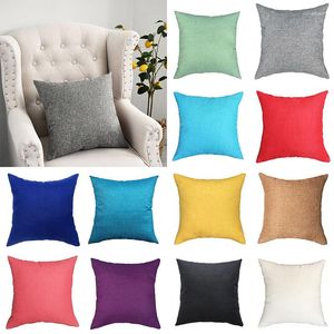 Pillow Linen Solid Color Cover Home Decoration Sofa Bed Decor Pillowcase Pillows Funda Cojines 45x45