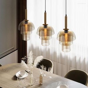 Kolye lambalar Endüstriyel tarzı restoran lambası vintage sanat şampanya cam oturma odası koridor bar dekor modern asılı ışık fikstürleri